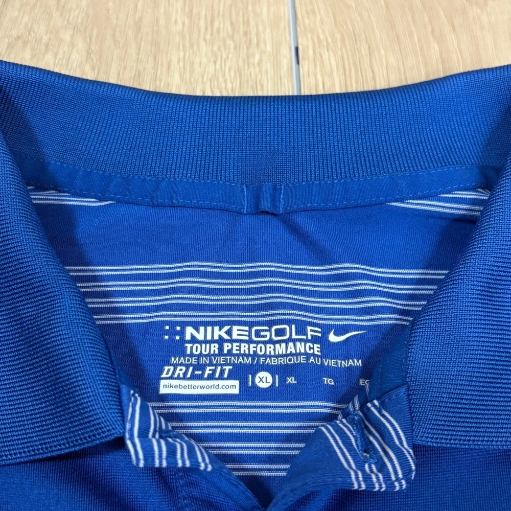 Nike Golf 2012 PGA Championship Kiawah Island Blue Striped Polo Mens XL Dri-FIT